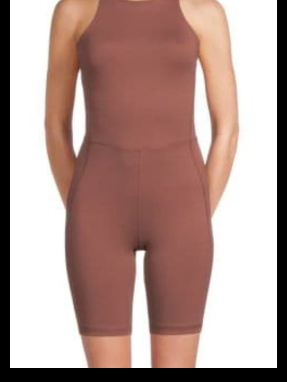 Womens Active Workout Tank Romper in Brown